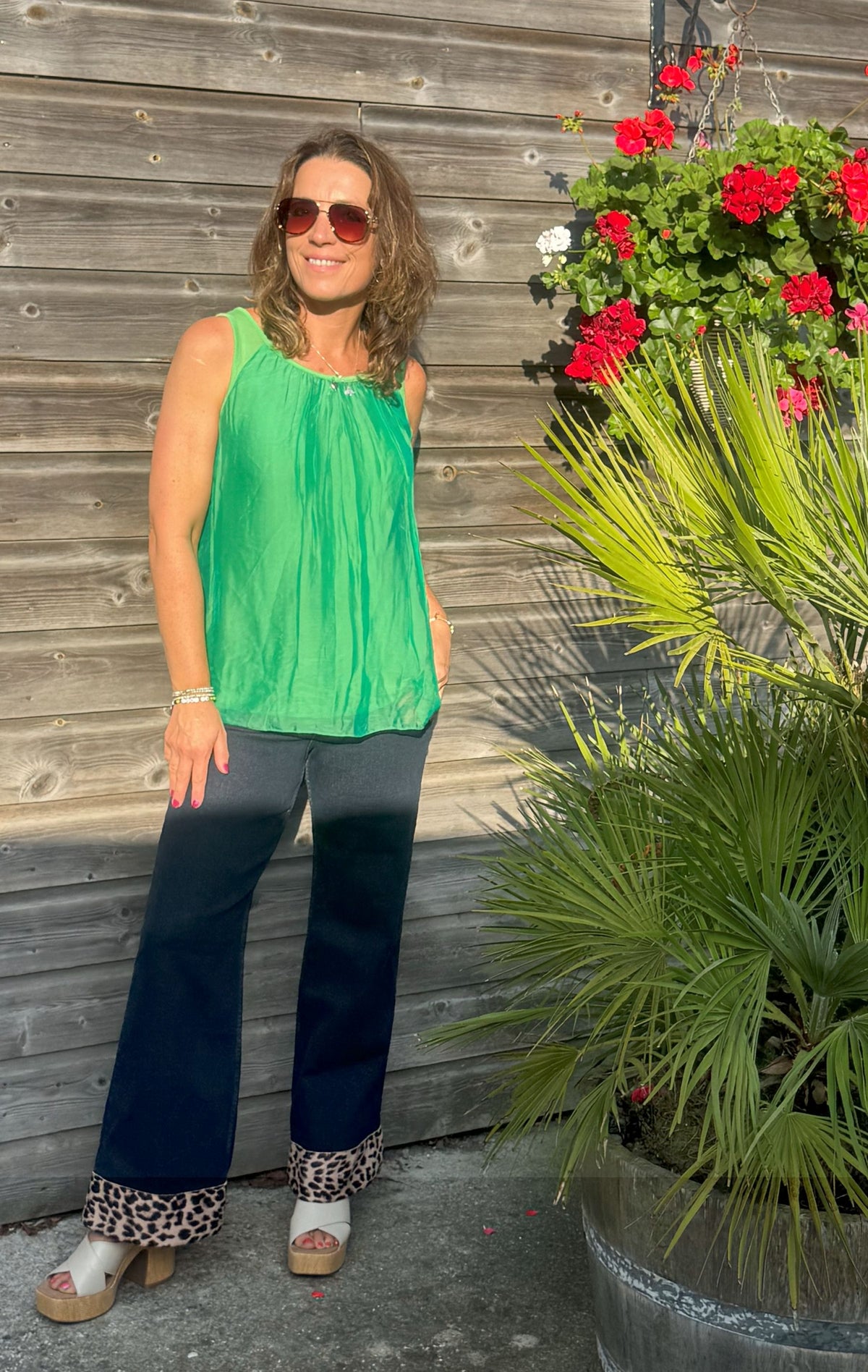 Silk Vest Top with Silver Heart Charm