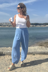 Cotton & Linen Mix Barrel Leg Trousers