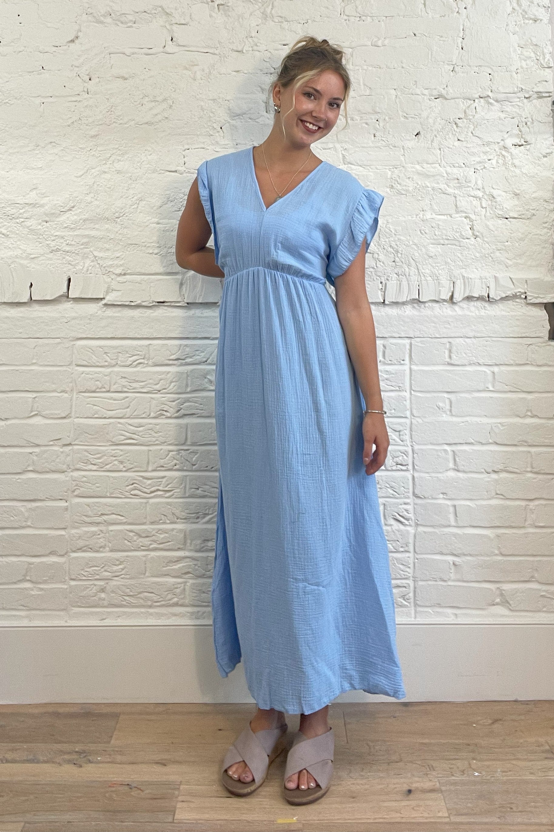 cheese cloth maxi dress Capri Cheesecloth Maxi Dress Pink / S (8-10)