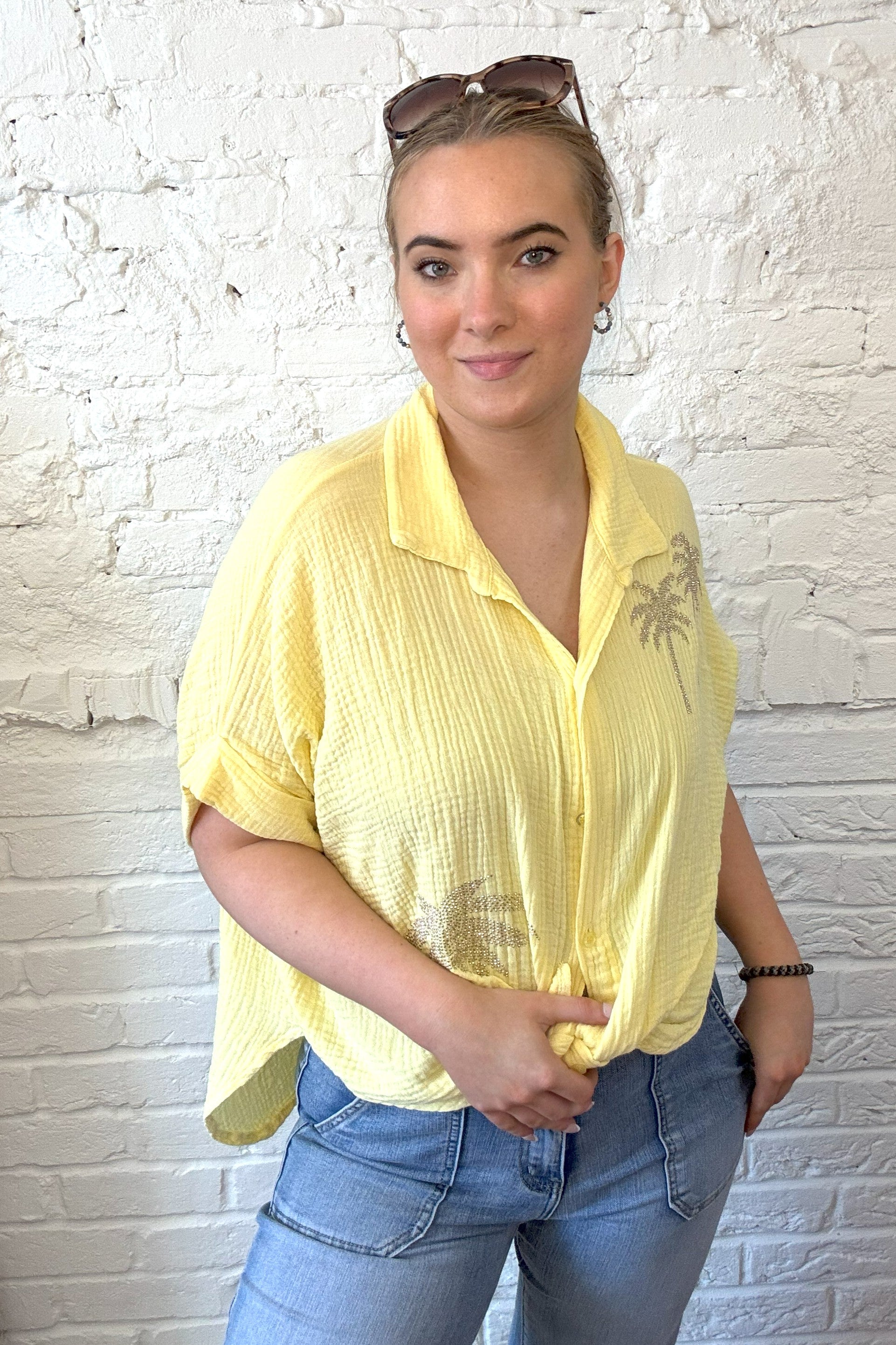Embellished Palm Tree Shirt