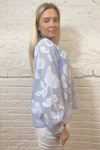 Cotton-Poplin Striped Floral Blouse