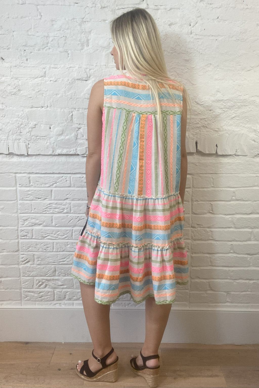 Aztec Patterned Tiered Dress