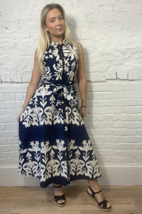 Midnight Garden Sleeveless Shirt Dress