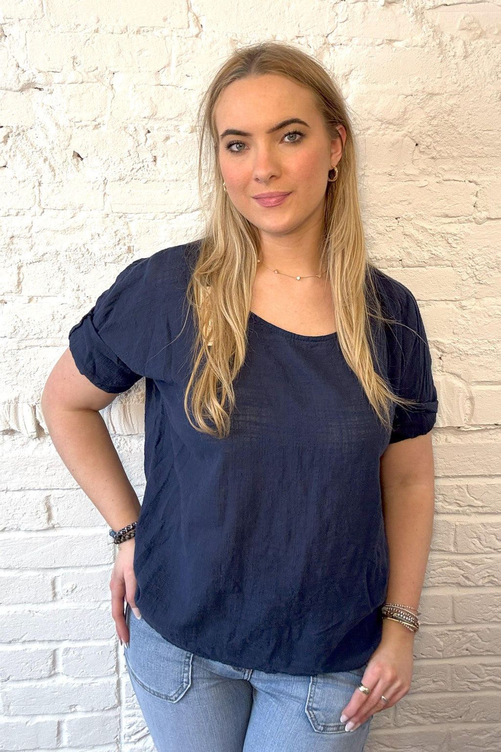 100% Cotton Plain Short Sleeve Top (Smaller Fit)