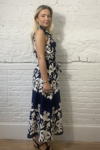 Midnight Garden Sleeveless Shirt Dress