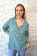 Front Button Detail Cotton Top