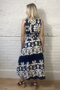 Midnight Garden Sleeveless Shirt Dress