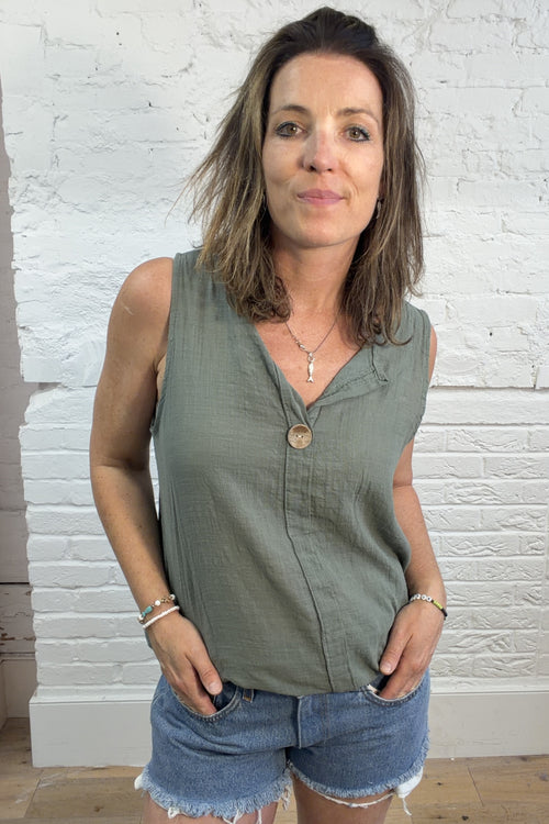 Aisha Button Detail Cotton Top