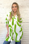 Long Abstract Print Cotton Shirt