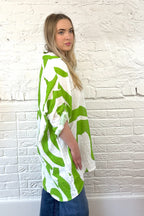 Long Abstract Print Cotton Shirt