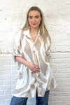 Long Abstract Print Cotton Shirt