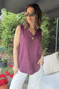Aisha Button Detail Cotton Top