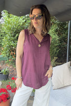Aisha Button Detail Cotton Top
