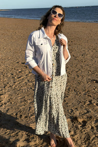 Vestido largo con botones florales