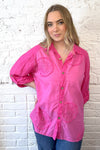 100% Linen Flower Embroidered Shirt