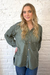 100% Linen Flower Embroidered Shirt