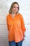 100% Linen Flower Embroidered Shirt