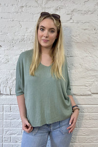 V-Neck Short Sleeve Light Knit