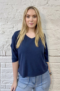 V-Neck Short Sleeve Light Knit