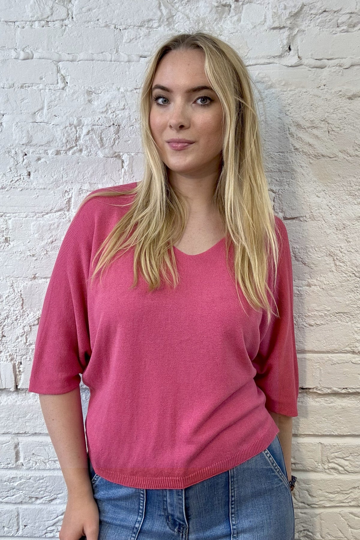 V-Neck Short Sleeve Light Knit