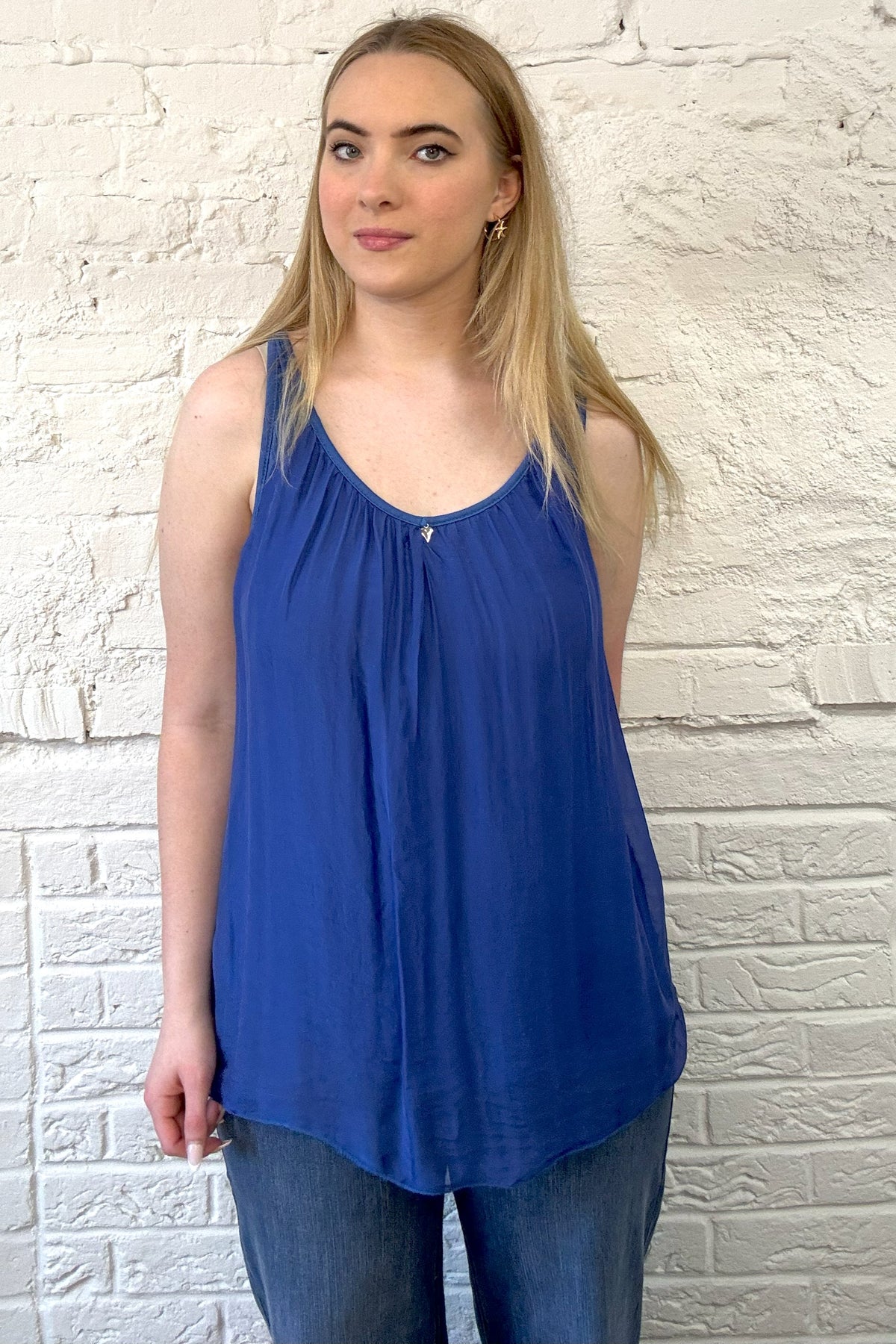 Silk Vest Top with Silver Heart Charm