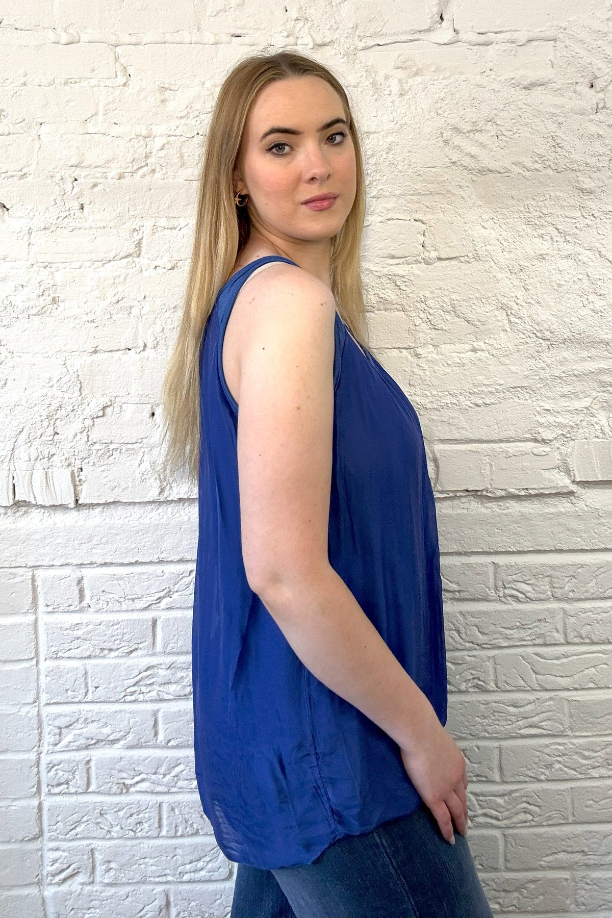 Silk Vest Top with Silver Heart Charm