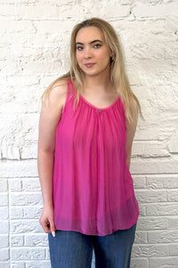 Silk Vest Top with Silver Heart Charm