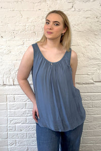 Silk Vest Top with Silver Heart Charm