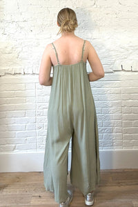 Satin Trim Wide Leg jumpsuit