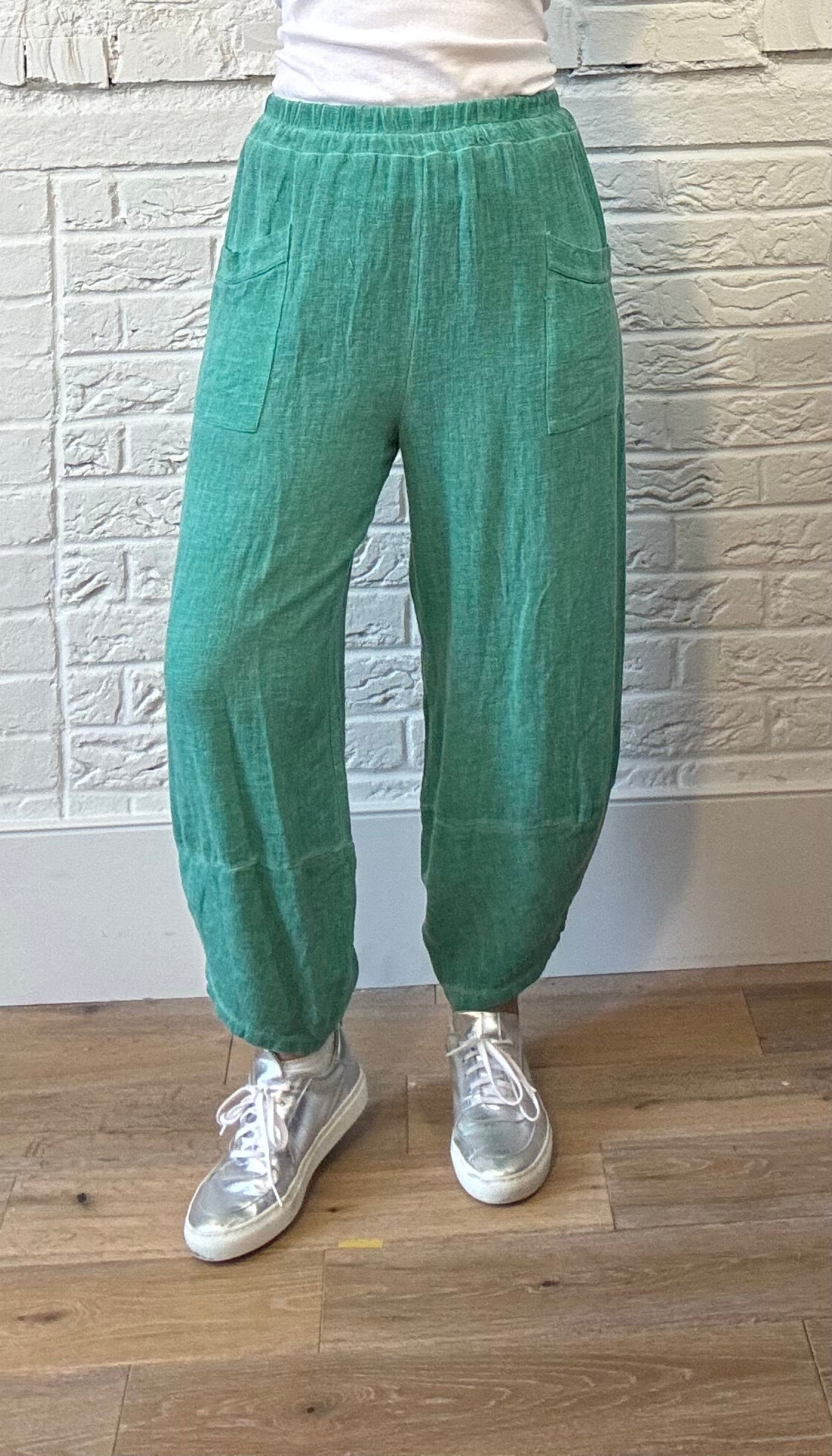 Cotton & Linen Mix Barrel Leg Trousers