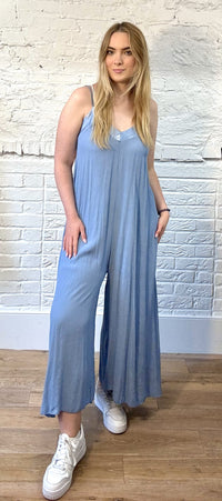 Satin Trim Wide Leg jumpsuit