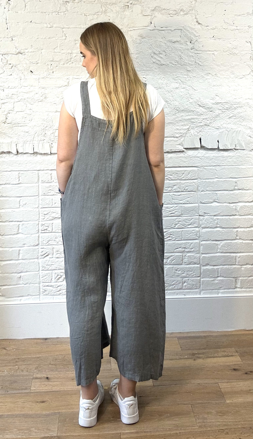 100% Linen Dungarees with Front Pockets