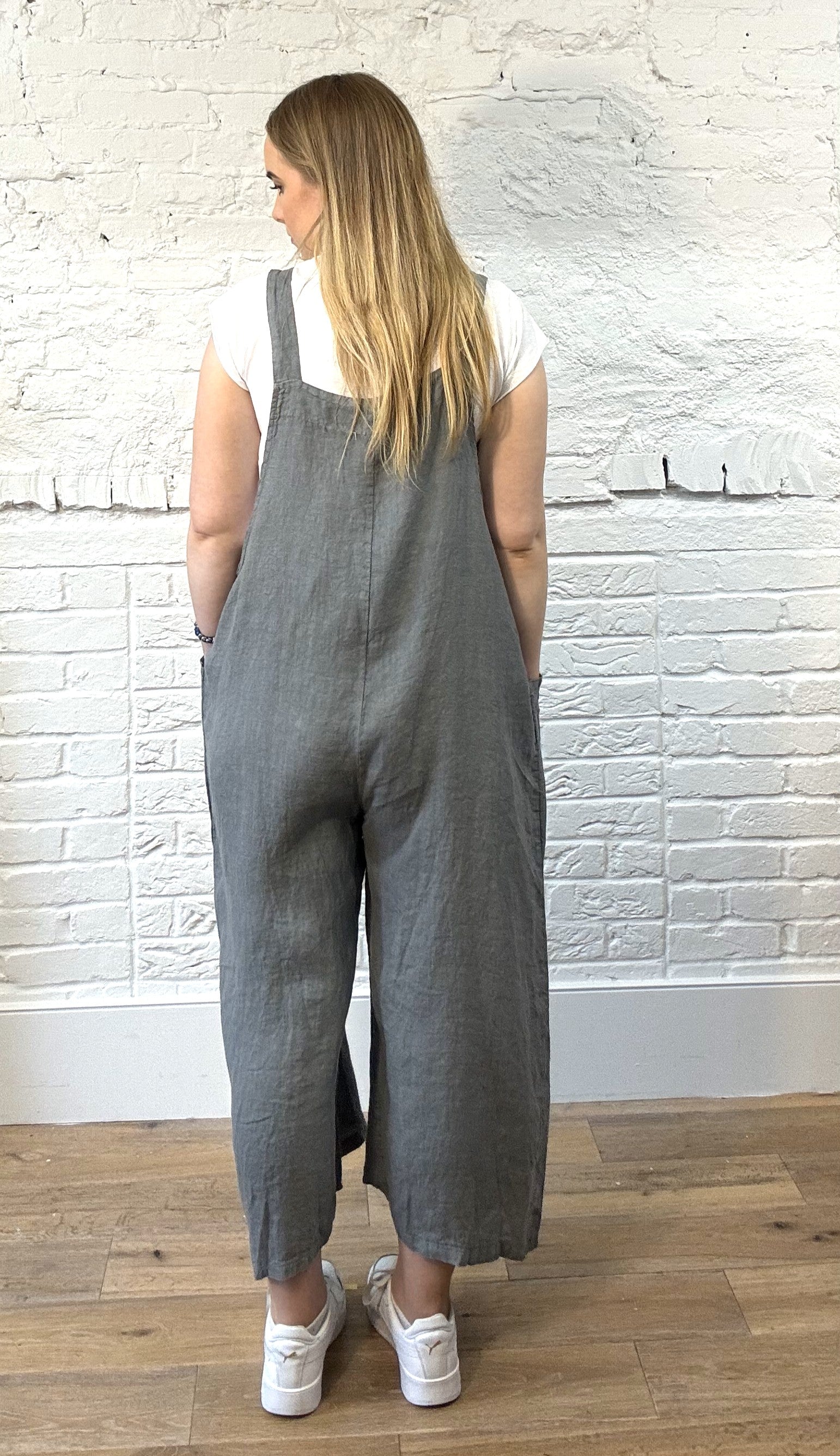 100% Linen Dungarees with Front Pockets
