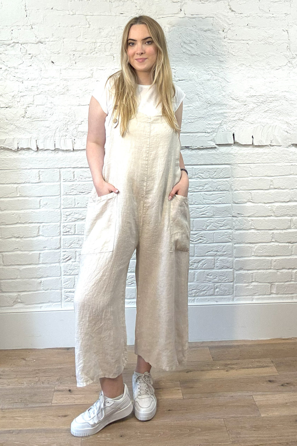 100% Linen Dungarees with Front Pockets