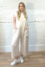 100% Linen Dungarees with Front Pockets