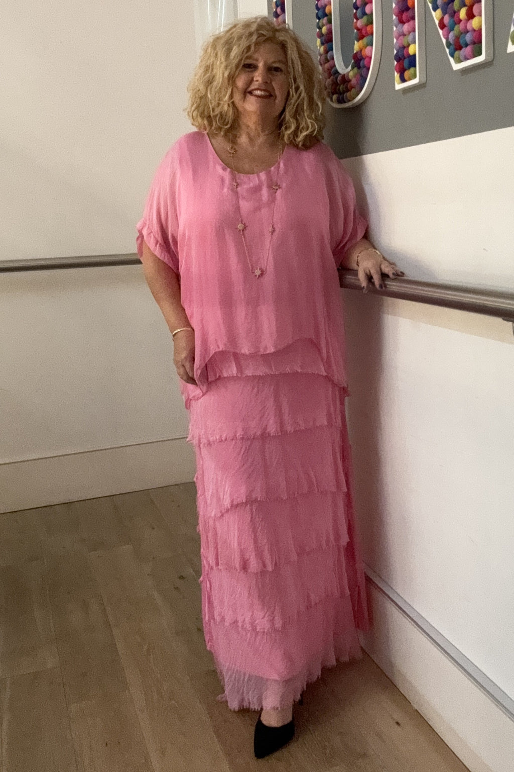 Kleid mit Seiden-Overlay