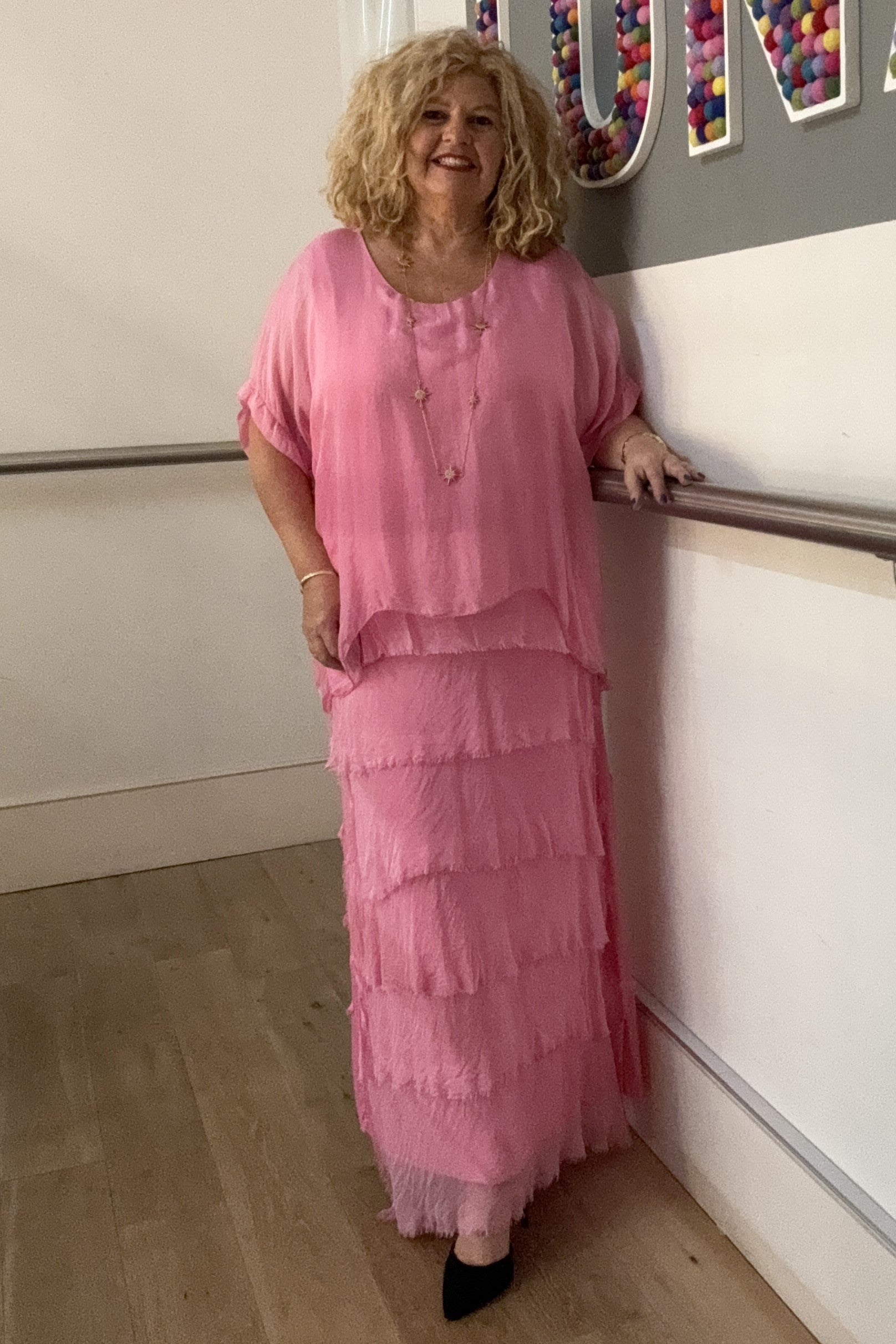 Kleid mit Seiden-Overlay