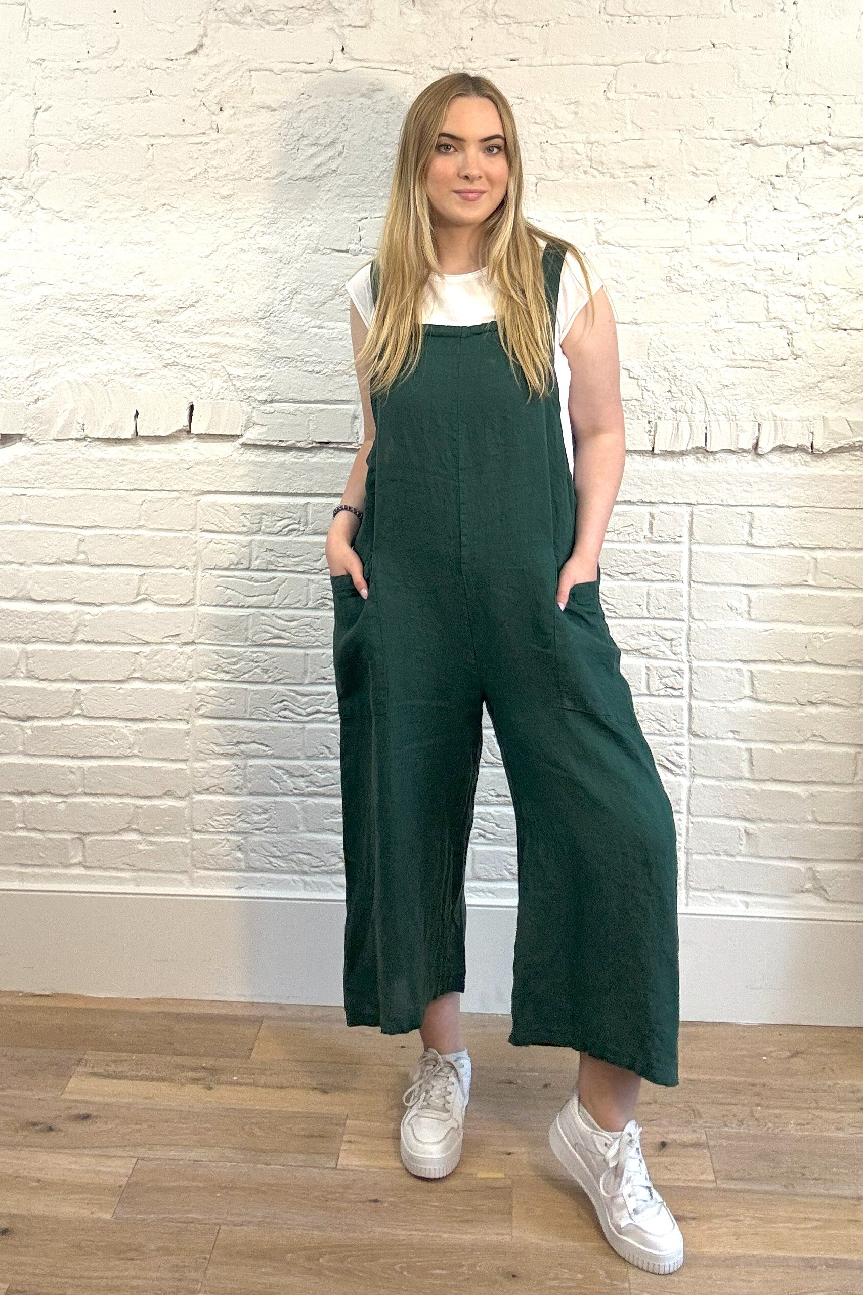 100% Linen Dungarees with Front Pockets