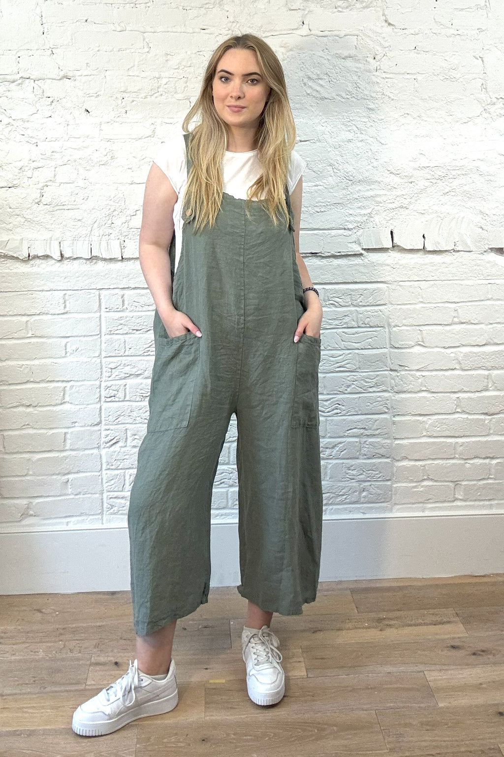 100% Linen Dungarees with Front Pockets