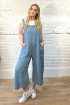 100% Linen Dungarees with Front Pockets