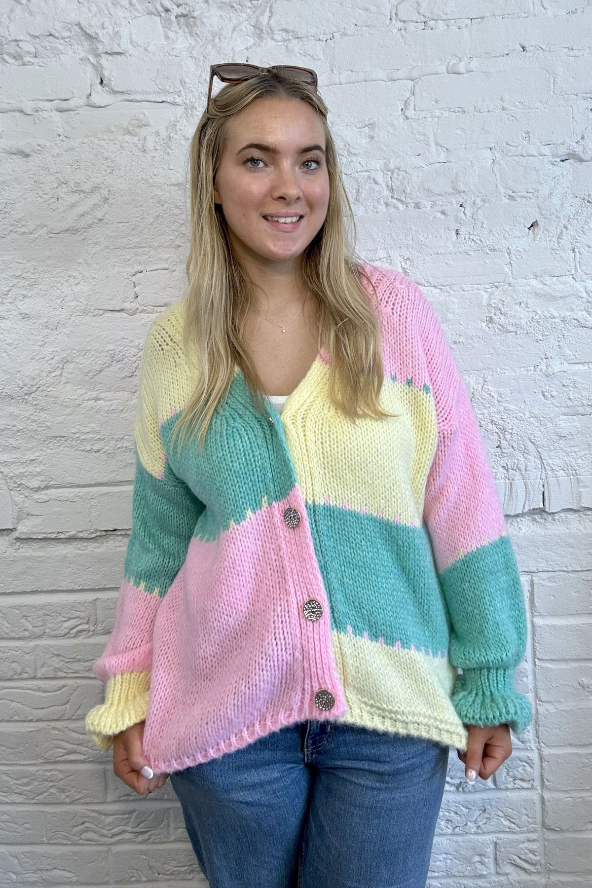 Patchwork Knit Cardigan