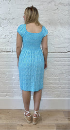 Short Ditsy Floral Smocked Dress