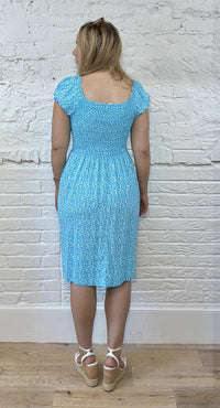 Short Ditsy Floral Smocked Dress