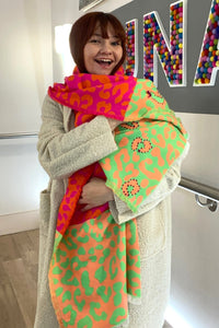 Neon Animal Print Scarf by Alex Max