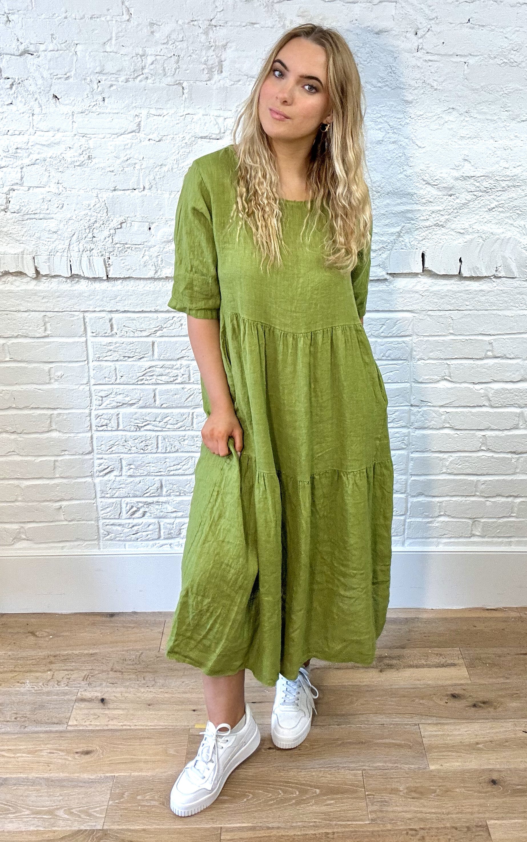 100% Linen Tiered Dress