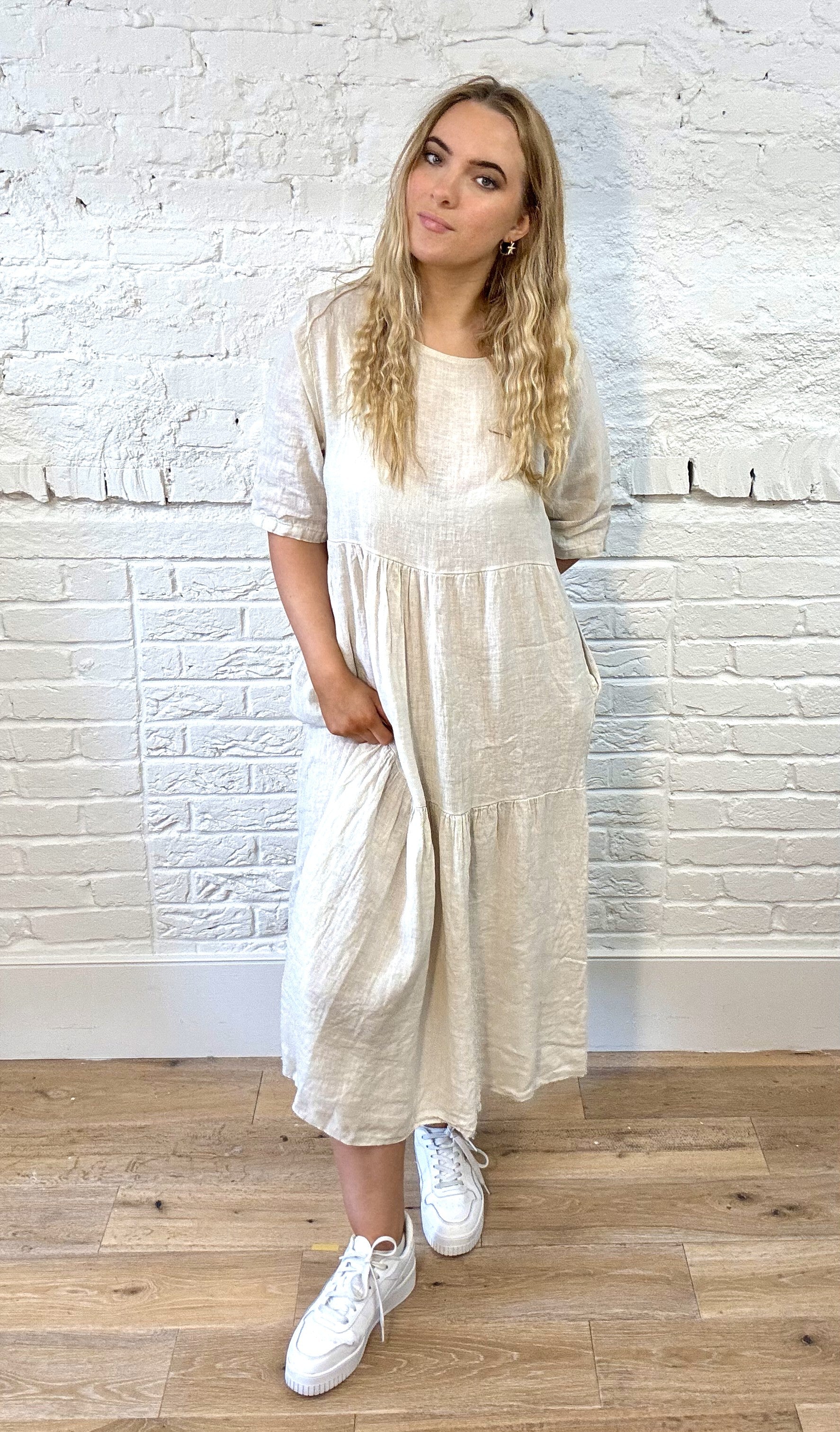 100% Linen Tiered Dress