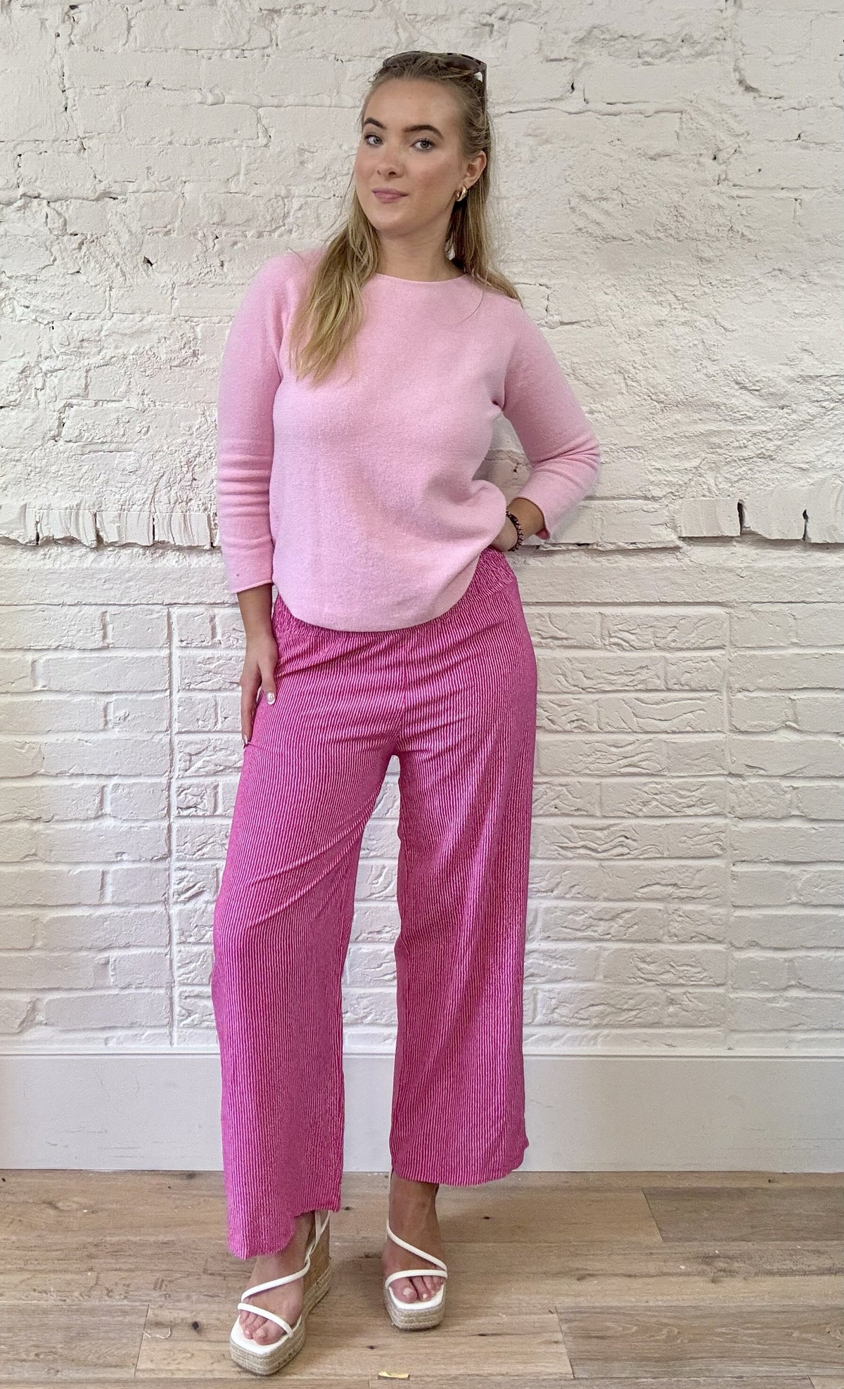 Fine Stripe Wide Leg Trousers