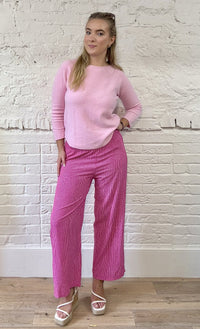 Fine Stripe Wide Leg Trousers