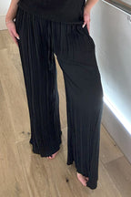 Plisse Wide Leg Trousers