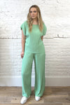 Pleated Cap Sleeve Top And Trouser Set